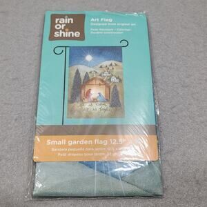 Rain Or Shine "All Is Calm, All Is Bright" Christmas Garden Flag 12.5"x18" NIP